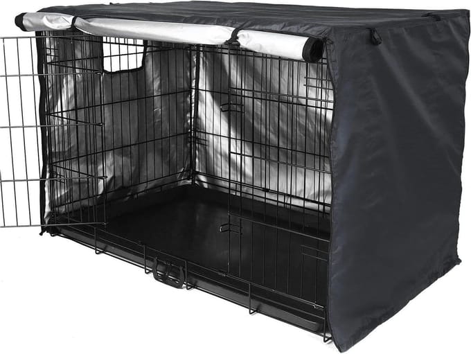 Hondenbench Hoes - Kennel Protector - Rustgevende Omgeving - Dubbele Deuren - 107 cm - Zwart