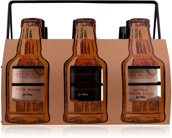 Geschenkset Sixpack Bierflesjes badproducten MEN'S COLLECTION vaderdag