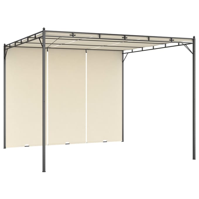 vidaXL - Tuinprieel - met - zijgordijn - 3x3x2,25 - m - crème