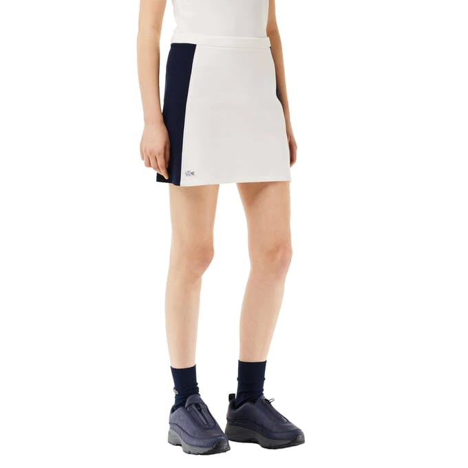 Lacoste Minirok van piqué met kleurblokken voor dames (Wit, Marine)
