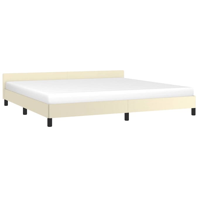 vidaXL - Bedframe - met - hoofdeinde - zonder - matras - 200x200 - cm - crèmekleurig