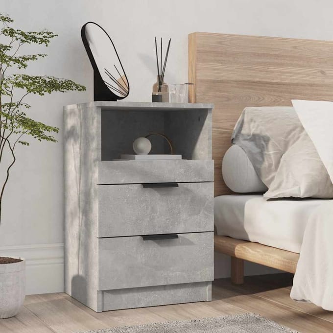 vidaXL - Nachtkastjes - Betongrijs - Medium - Engineered - wood