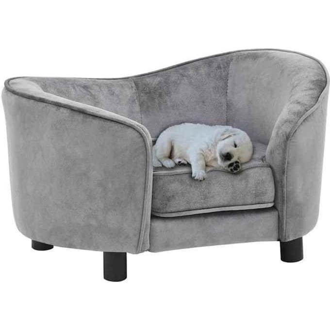 Canapé pour chien - MAISON EXCLUSIVE - 69x49x40 cm - Peluche grise - Cadre en pin - Housse lavable gris