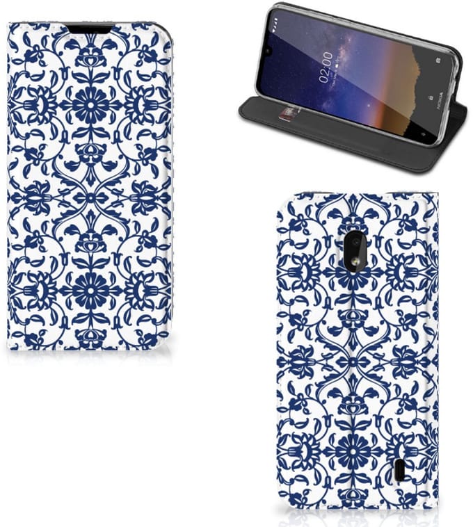 Standcase Hoesje voor Nokia 2.2 Smart Cover Flower Blue