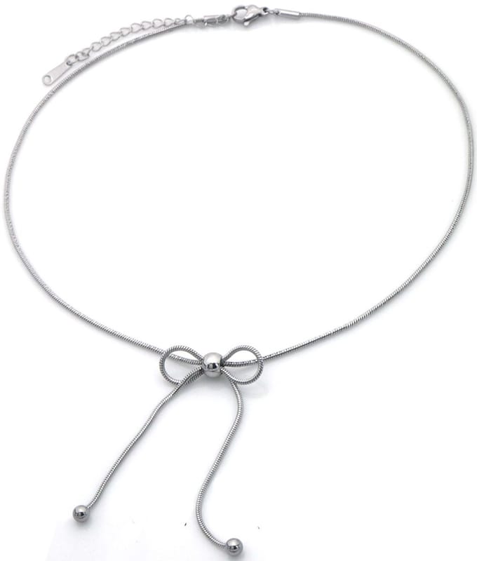E-E18.3 N091-121S S. Steel Necklace Bow