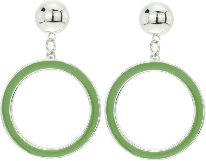 Behave - Ronde oorbellen met groene rand - Retro stijl - 5,5 cm