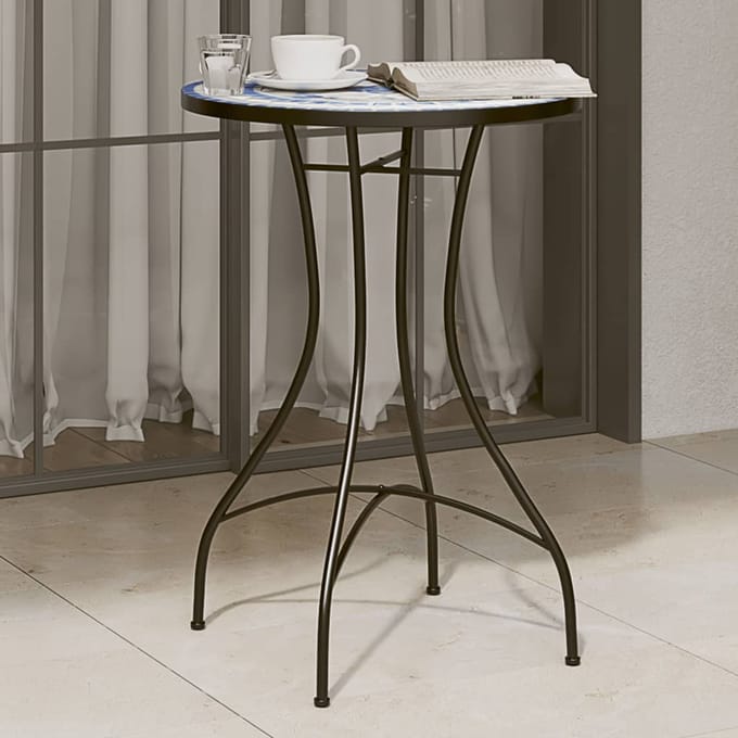 Vidaxl Mozaïek Bistro Tafel, Blauw-Wit, Ø50X70 Cm, Keramisch