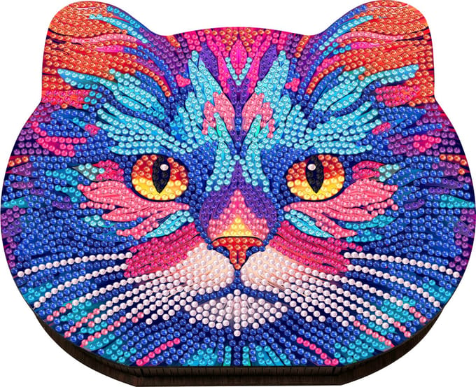 Opbergbakje hout - MH331 - Kat - diamond painting - compleet pakket - Diamond painting by Wietske