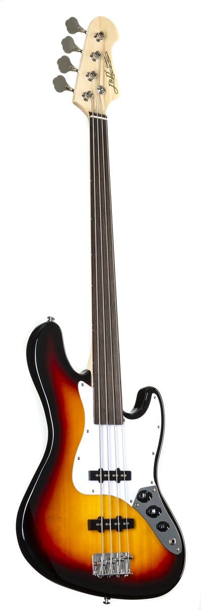 J & D JB Fretless Bass (3-Tone Sunburst) - Elektrische basgitaar