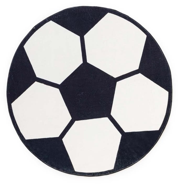 Voetbal vloerkleed rond - Fluffito Foot wit/zwart 200