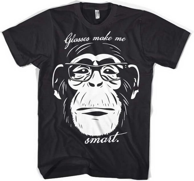 Heren Tshirt -L- Glasses Make Me Smart Zwart