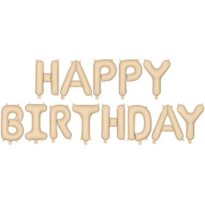 Folieballon Happy Birthday pastel beige