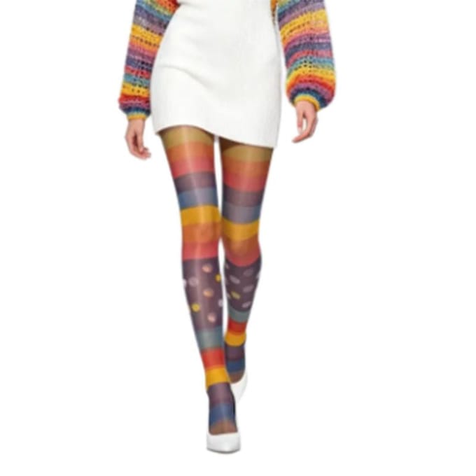 Dames Panty's Naadloos Dunne Versie Kousen Regenboog Elasticiteit Leggings Ventilerende Persoonlijkheid One Size brown