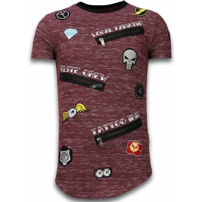 Longfit Asymmetric Embroidery - T-Shirt Patches - Elite Crew - Bordeaux