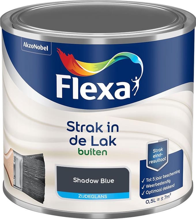 Flexa - Strak In De Lak Buitenlak Zijdeglans - Shadow Blue - Mengverf - 500 Ml