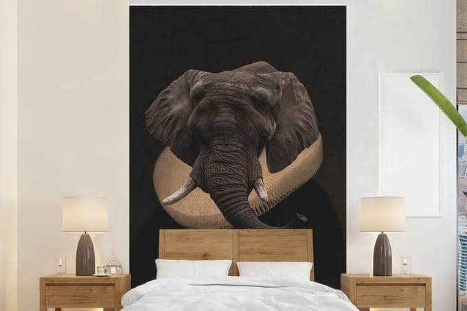 Behang - Fotobehang Oude Meesters - Olieverf - Olifant - Breedte 145 cm x hoogte 220 cm