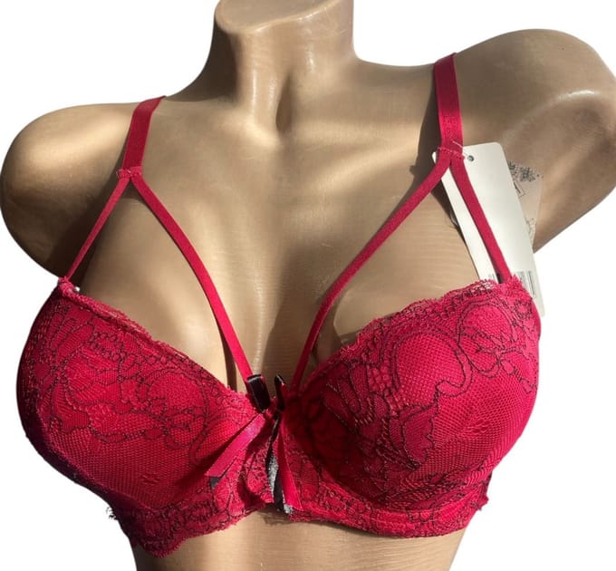Bh push up met kant 70B donkerrood