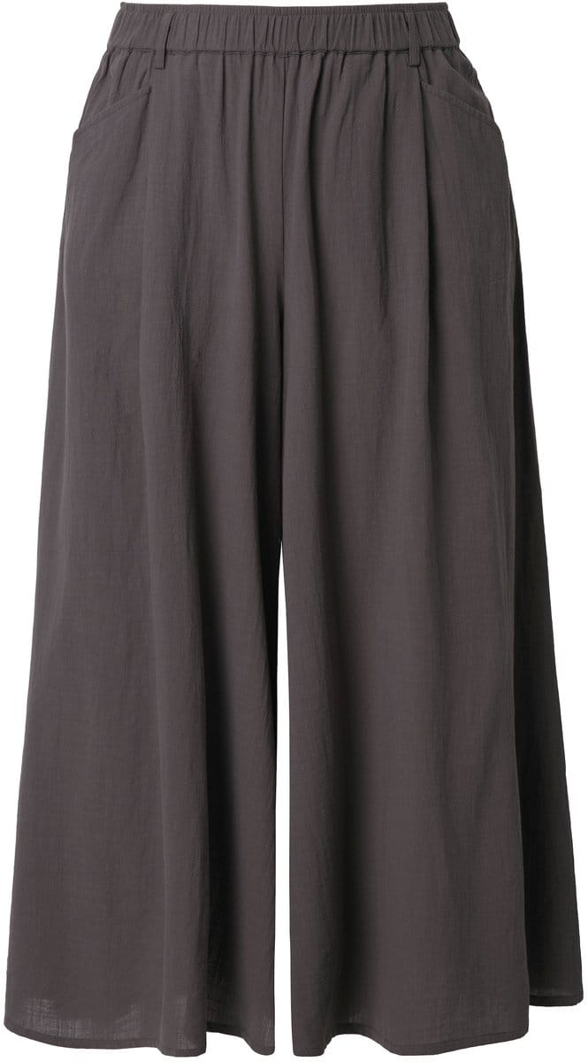 Ulla Popken - Dames - 7/8-broek wijde pijpen elastische tailleband - Donkergrijs - Maat 42+