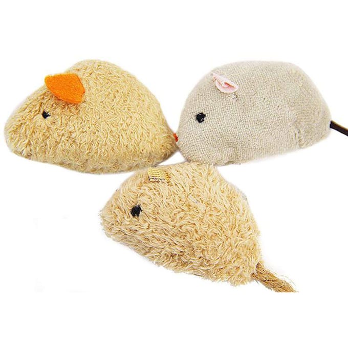 Rat Lawaai Muis Pluche Dieren Voeden 3 stks/set Speelgoed Simulatie Katten beige