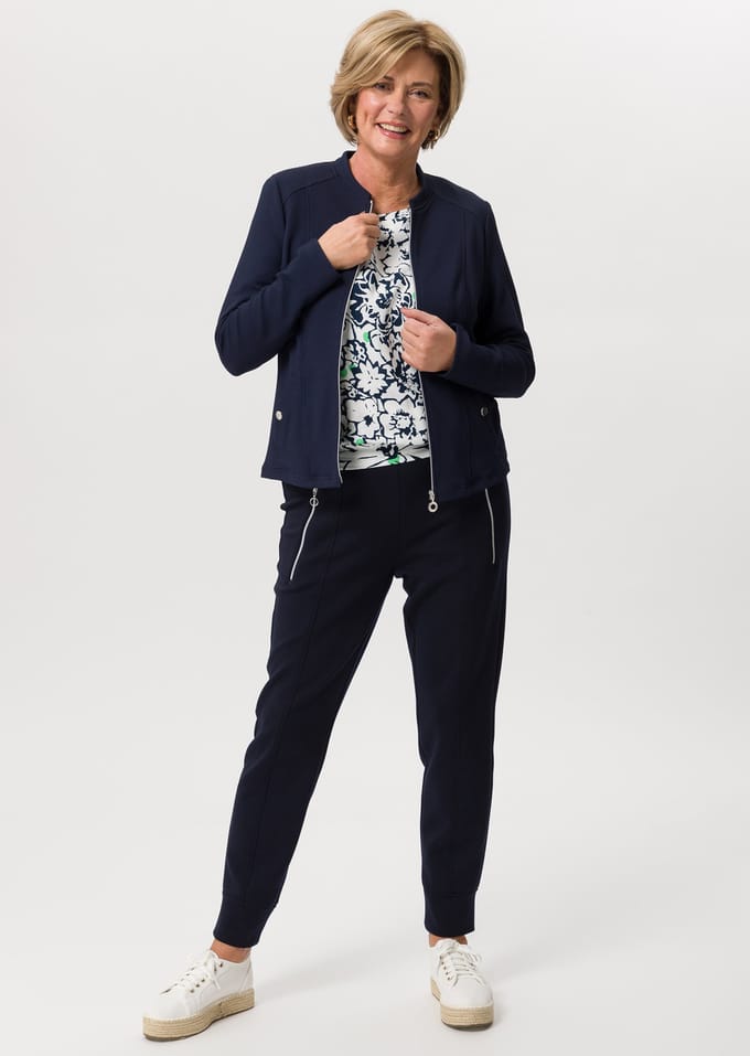 Jersey blazer met ritssluiting - donkerblauw - Gr. 46 van Goldner Fashion