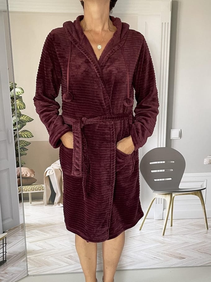HL Tricot - Dames badjas/kamerjas - Maat L - Vrouwen - Rood -