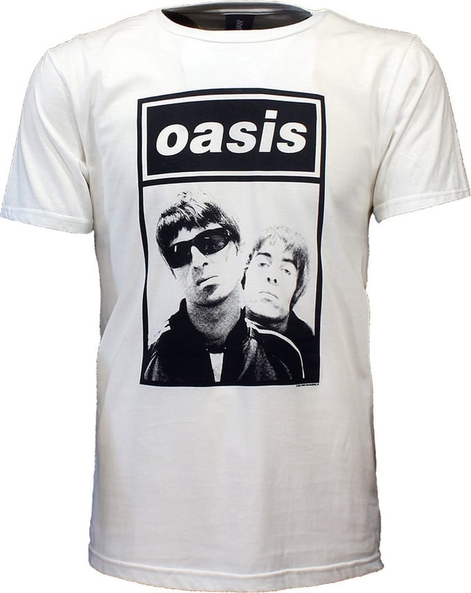 Oasis Liam and Noel Photo T-Shirt Wit - Officiële Merchandise - M
