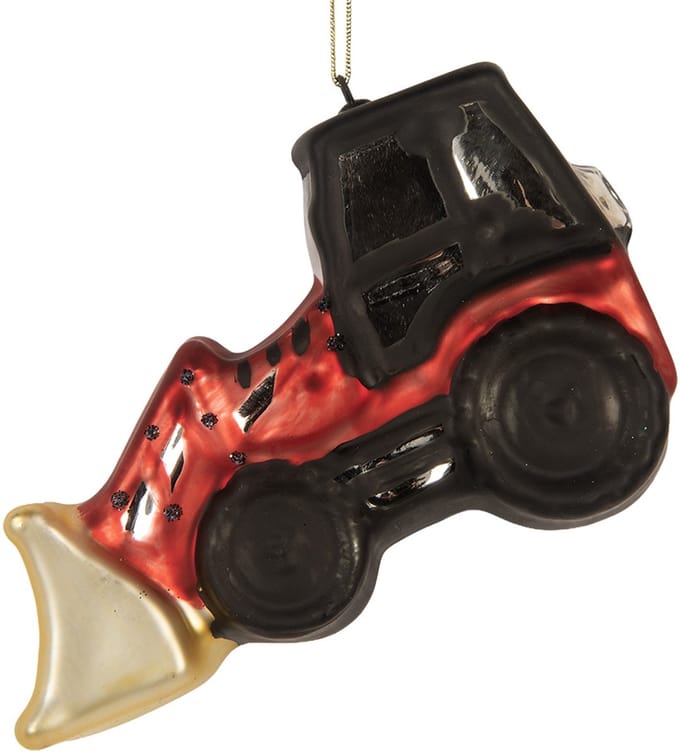 Clayre & Eef Kersthanger Tractor 12x4x8 cm Rood Glas