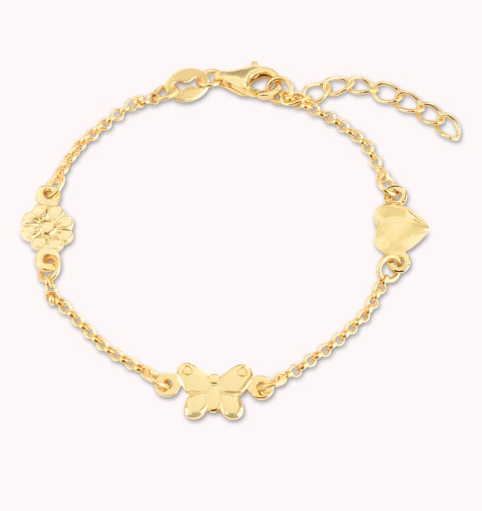 Bedelarmband Inline met 3 Bedeltjes - Goud - Armbandjes