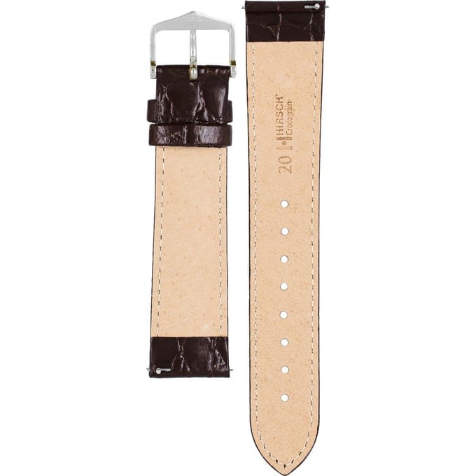 Hirsh Horlogeband -  Crocograin Donkerbruin - Leer - 20mm