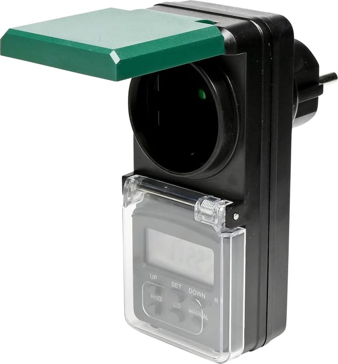 Benson Digitale tijdklok - voor buiten - spatwaterdicht - zwart - 230 Volt