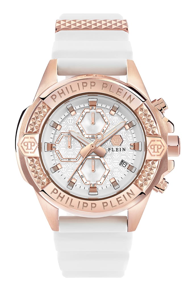 Philipp Plein The $Kull Chrono PWWFA0325 Horloge - Siliconen - Wit - Ø 44 mm