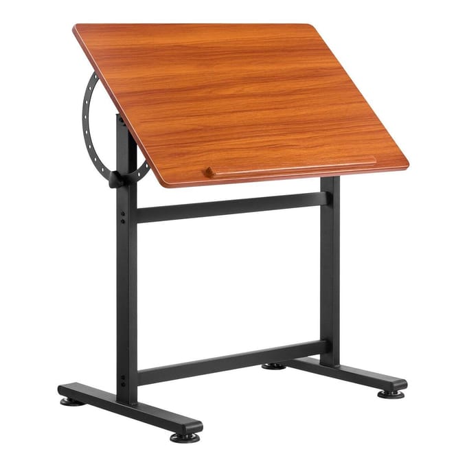 Table de Dessin Réglable 0°-90° d'Inclinaison Bureau à Dessin en Bois avec Cadre en H