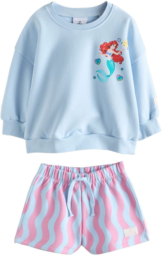 Next - Meisjes - Ariel set van sweatshirt & short - Blauw