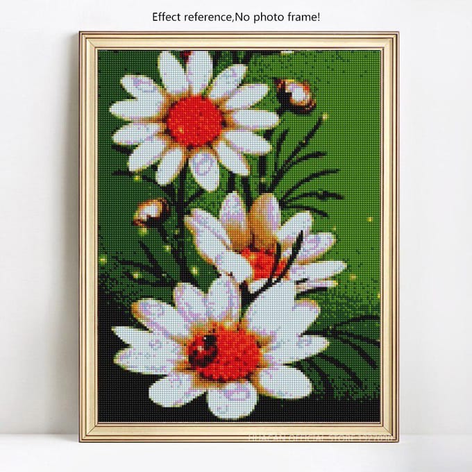 Peinture de fleurs en diamant avec strass, broderie complète de fleurs rondes 20X30 black