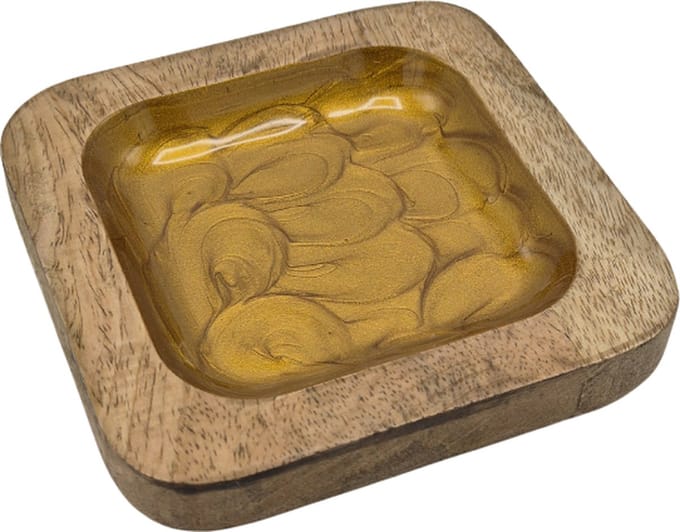 Deco4yourhome® - Schaaltje - Epoxy - Amberblokjes - Goud - Gold - Vierkant