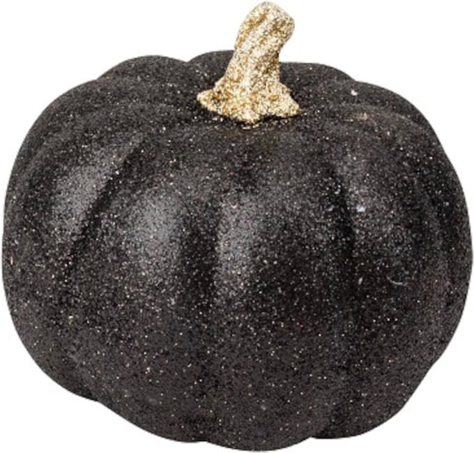 PARTYPRO - Pompoen in zwart en goud glitterhars 12 cm