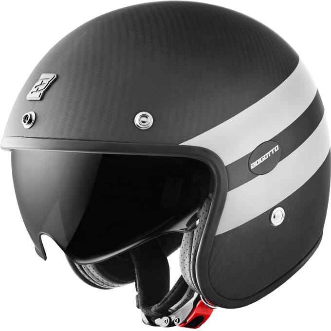 Bogotto V587 Crono Carbon Mat Zwart Wit Jethelm - Helm