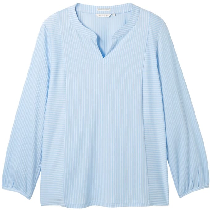 Tom Tailor - Plus Size - Blouse met streepmotief - Maat 46 - blue white thin stripe