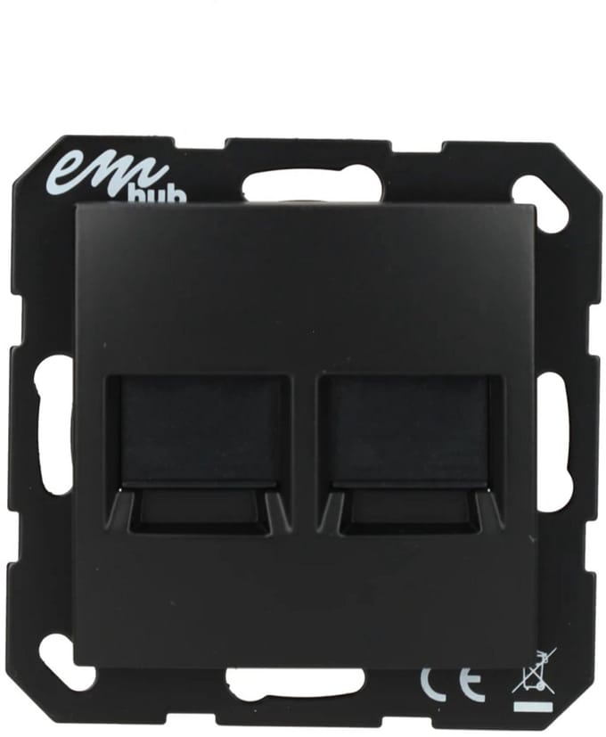EMhub centraalplaat 2-voudig met Modular Jack - Lumo55 mat zwart (4090069)