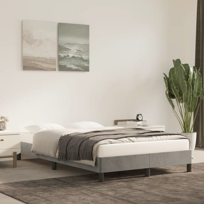 vidaXL - Bedframe - zonder - matras - 120x190 - cm - fluweel - lichtgrijs