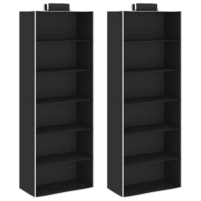 vidaXL - Kledingorganisers - hangend - 2 - st - met - 6 - schappen - stof