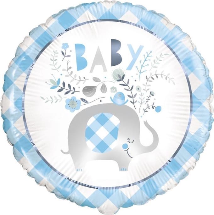 Helium Ballon Baby Olifant Blauw 45cm leeg