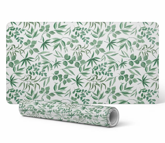 Antislip bureauonderlegger met bladmotief, 90x45 cm