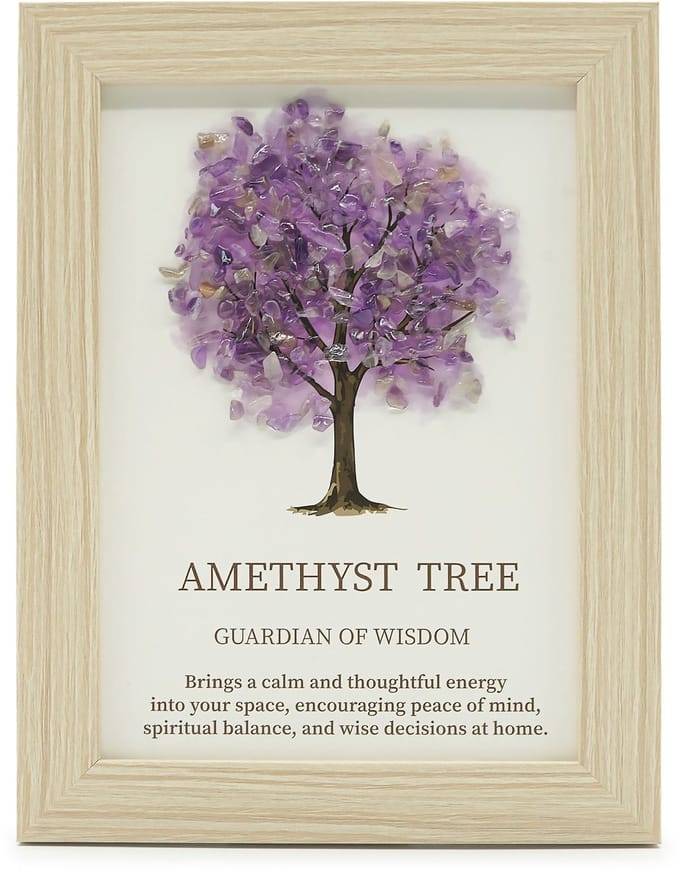 Edelsteenafbeelding - Levensboom - Amethist (20x14,7x1 cm)