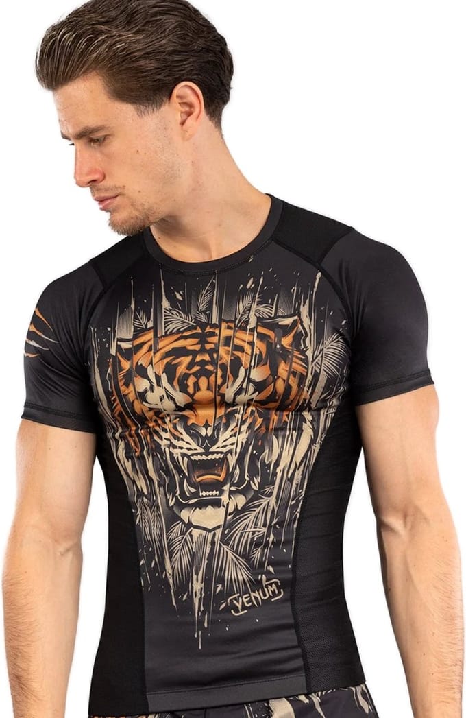 Venum Tiger Rashguard Zwart Neon Oranje - M