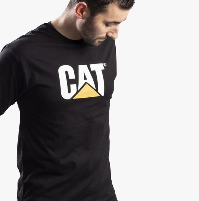 Caterpillar T-shirt Trademark Logo Front - Zwart - Maat L