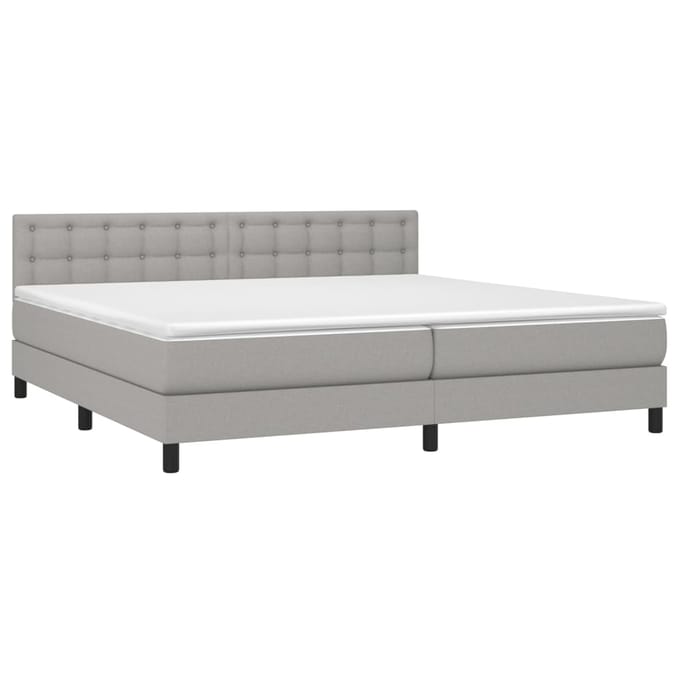 vidaXL - Boxspring - met - matras - en - LED - stof - lichtgrijs - 200x200 - cm