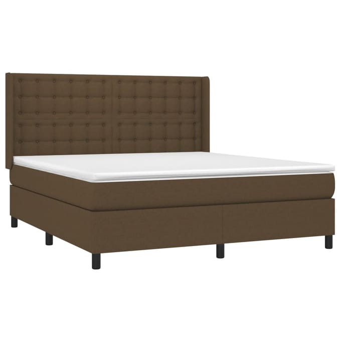 vidaXL - Boxspring - met - matras - stof - donkerbruin - 180x200 - cm