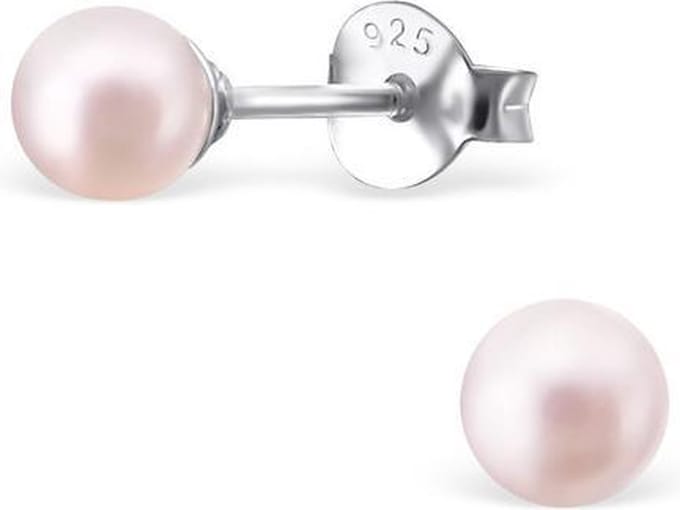 Amanto Oorbellen Elki Pink Light - 925 Zilver E-Coating - Parel - ∅4mm