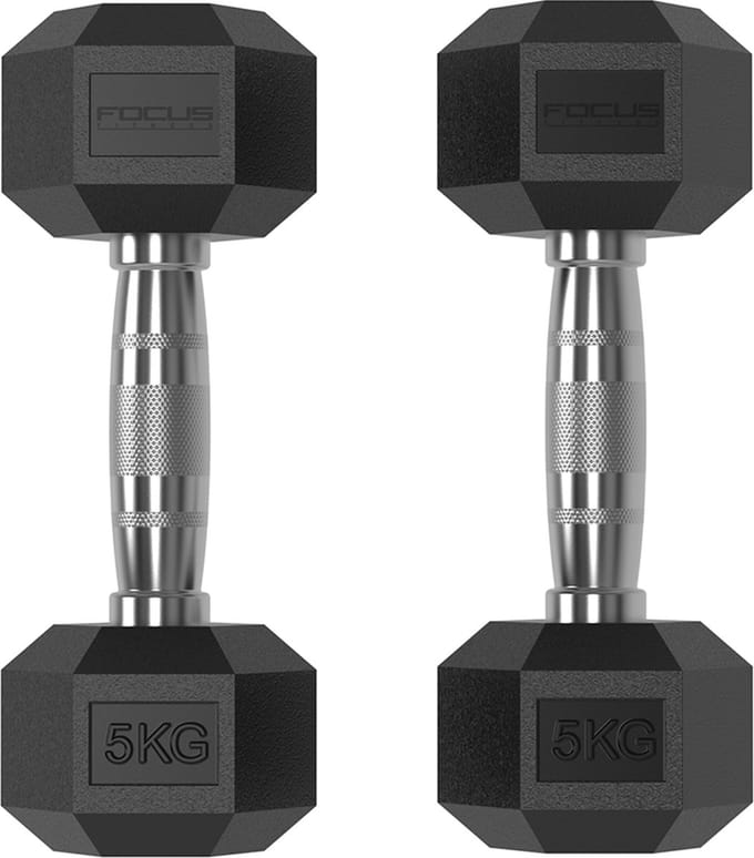 Focus Fitness - Hexa Dumbbells - 5 kg - Set van 2